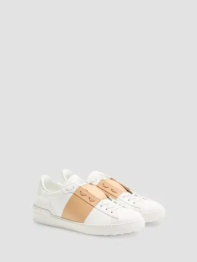 Valentino Garavani Men's Calfskin Open Sneakers - White Beige - Size 13.5 | Thumbnail 2