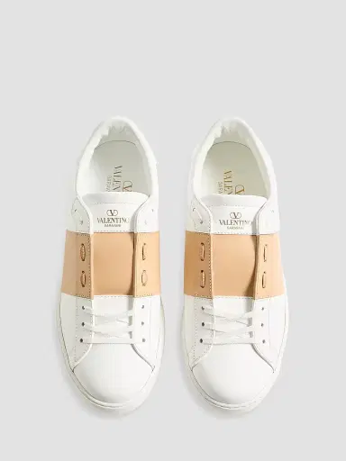 Valentino Garavani Men's Calfskin Open Sneakers - White Beige - Size 13.5 | Thumbnail 4
