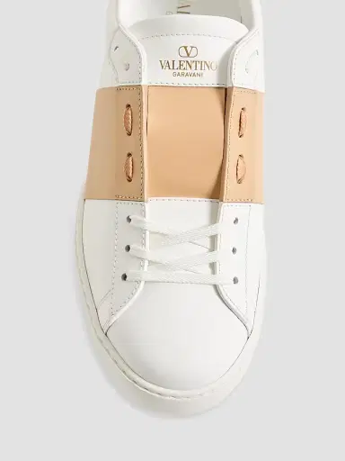 Valentino Garavani Men's Calfskin Open Sneakers - White Beige - Size 13.5 | Thumbnail 5