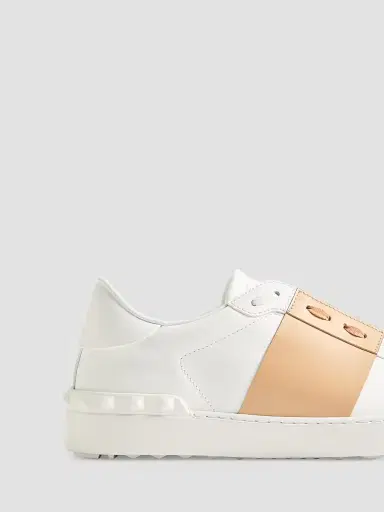 Valentino Garavani Men's Calfskin Open Sneakers - White Beige - Size 13.5 | Thumbnail 6