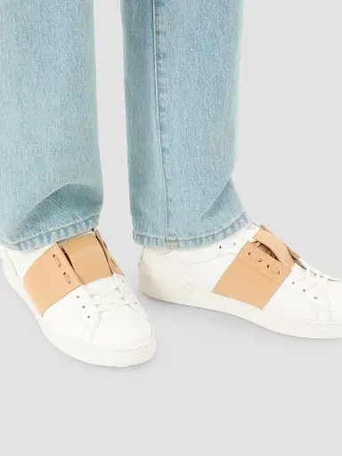 Valentino Garavani Men's Calfskin Open Sneakers - White Beige - Size 13.5 | Thumbnail 8