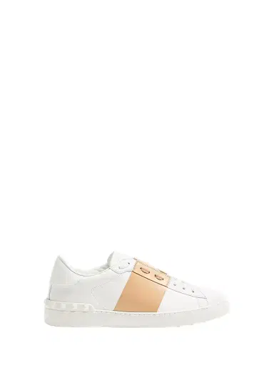 Valentino Garavani Men's Calfskin Open Sneakers - White Beige - Size 13.5 | Thumbnail 1