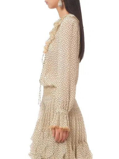 Valentino Garavani Women's Light Georgette Shirt with Plusdepois Print - Birch - Size 2 | Thumbnail 3