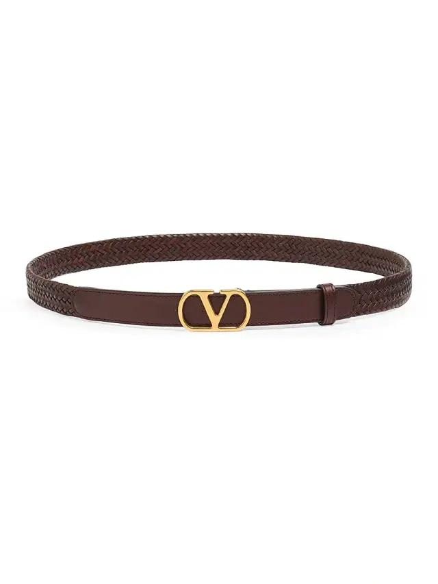 Valentino Garavani Men's VLogo Signature Braided Calfskin Belt - Brown