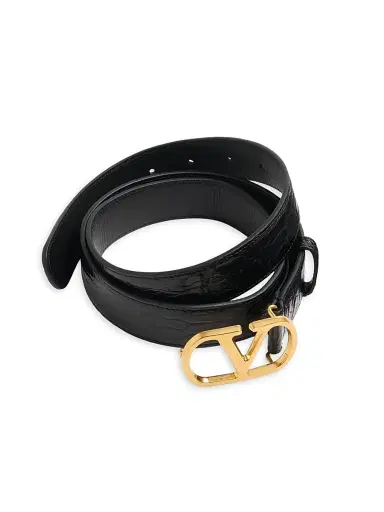 Valentino Garavani Men's VLogo Signature Crocodile Belt | Thumbnail 2 Valentino Garavani Men's VLogo Signature Crocodile Belt | Thumbnail 2