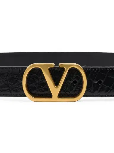 Valentino Garavani Men's VLogo Signature Crocodile Belt | Thumbnail 3 Valentino Garavani Men's VLogo Signature Crocodile Belt | Thumbnail 3