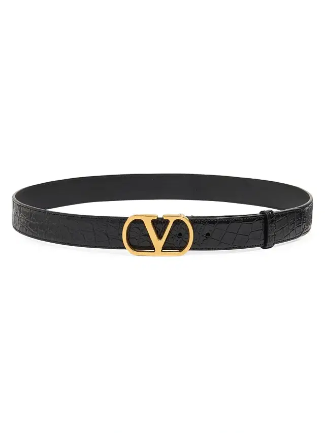 Men's VLogo Signature Crocodile Belt - Black