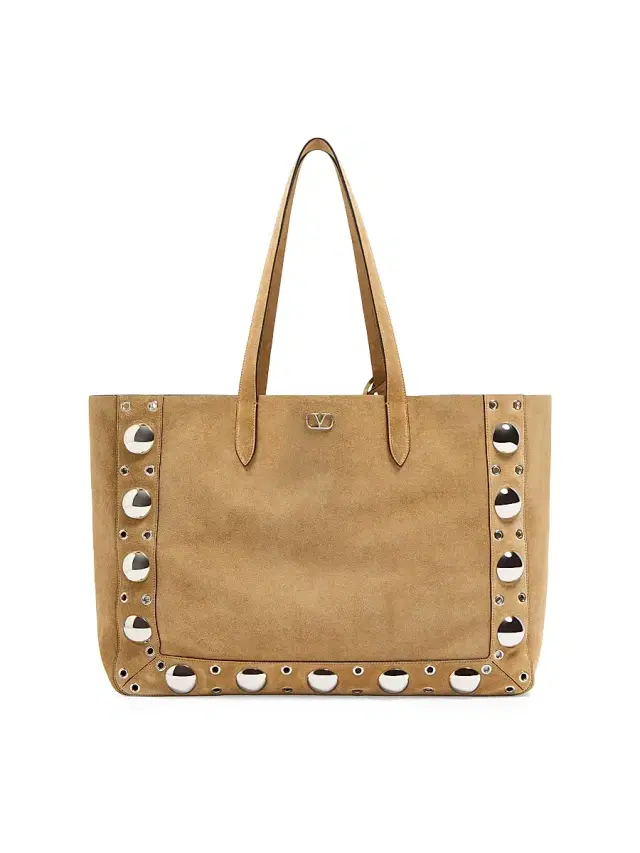 Valentino Garavani Men's Nellcôte  Suede Shopping Bag - Havana Beige