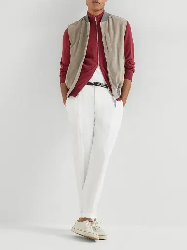 Brunello Cucinelli Men's Suede Vest with Thermore Padding - Khaki | Thumbnail 6 Brunello Cucinelli Men's Suede Vest with Thermore Padding - Khaki | Thumbnail 6