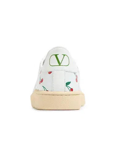 Valentino Garavani Men's Royco Sneakers in Nappa Calfskin with Cherryfic Pattern - White Red - Size 12.5 | Thumbnail 6