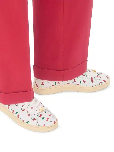 Valentino Garavani Men's Royco Sneakers in Nappa Calfskin with Cherryfic Pattern - White Red - Size 12.5 | Thumbnail 8