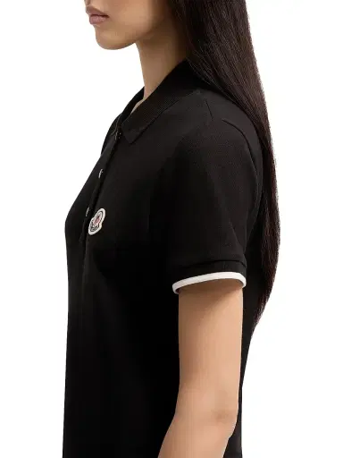 Moncler Women's Polo Shirt in Cotton Piquet - Black - Size Medium | Thumbnail 3