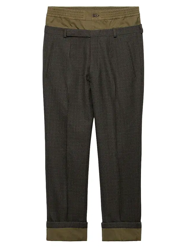 Men's Wool Pants with Cotton Details - Green