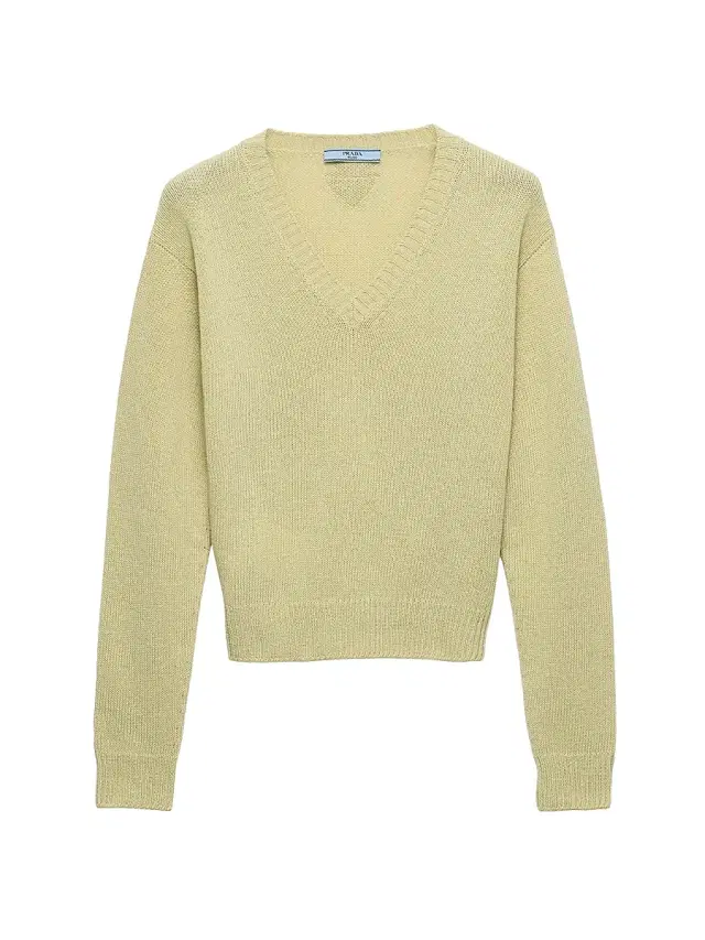 Women's Wool and Cashmere V-Neck Sweater - Green