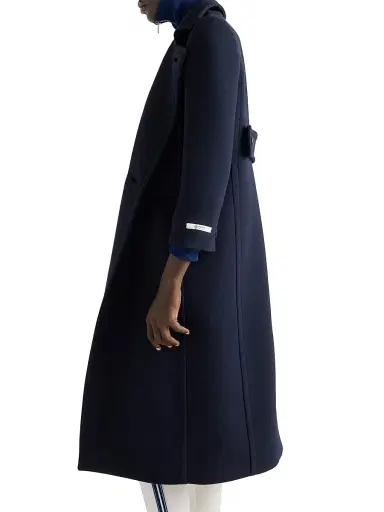 Prada Women's Single-Breasted Natté Fabric Coat - Blue | Thumbnail 3 Prada Women's Single-Breasted Natté Fabric Coat - Blue | Thumbnail 3