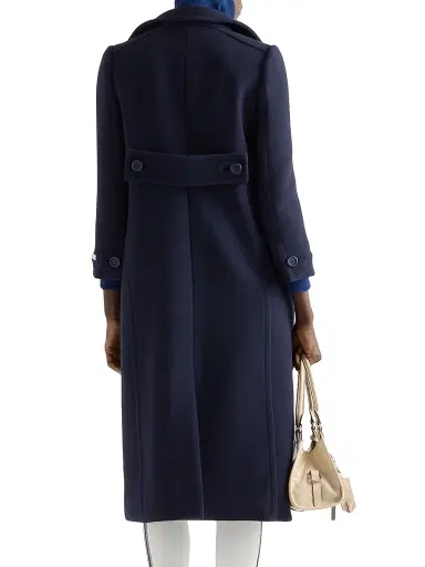 Prada Women's Single-Breasted Natté Fabric Coat - Blue | Thumbnail 4 Prada Women's Single-Breasted Natté Fabric Coat - Blue | Thumbnail 4