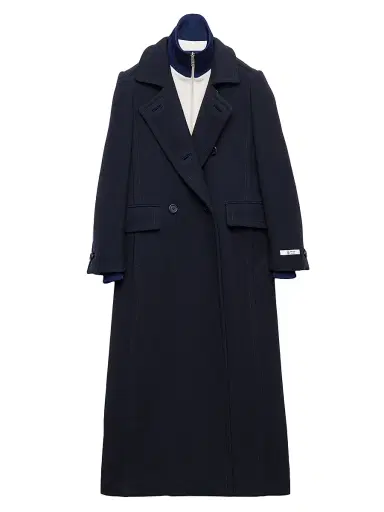 Prada Women's Single-Breasted Natté Fabric Coat - Blue | Thumbnail 1 Prada Women's Single-Breasted Natté Fabric Coat - Blue | Thumbnail 1