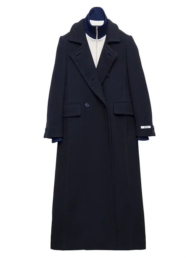 Women's Single-Breasted Natté Fabric Coat - Blue
