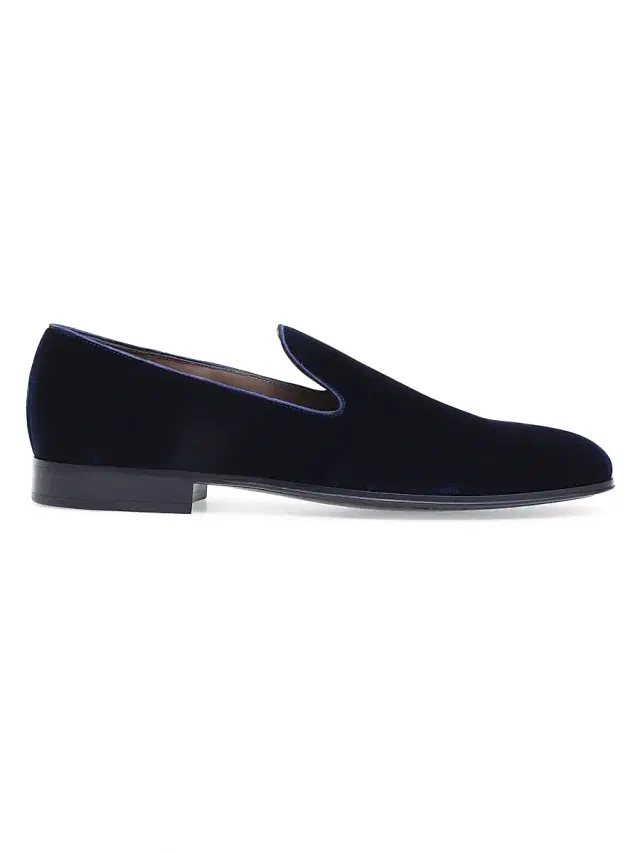 Men's Satin Velvet Loafers - Denim