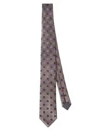Brunello Cucinelli Men's Silk Tie with Squares Pattern - Brown | Thumbnail 1 Brunello Cucinelli Men's Silk Tie with Squares Pattern - Brown | Thumbnail 1