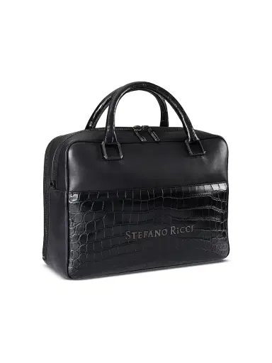 Stefano Ricci Men's Leather Business Bag - Black | Thumbnail 2