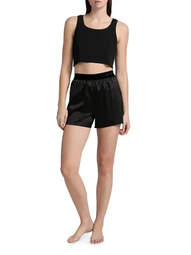 Tom Ford Women's Stretch Silk Satin Pajama Boxer Shorts - Black - Size XXS | Thumbnail 2