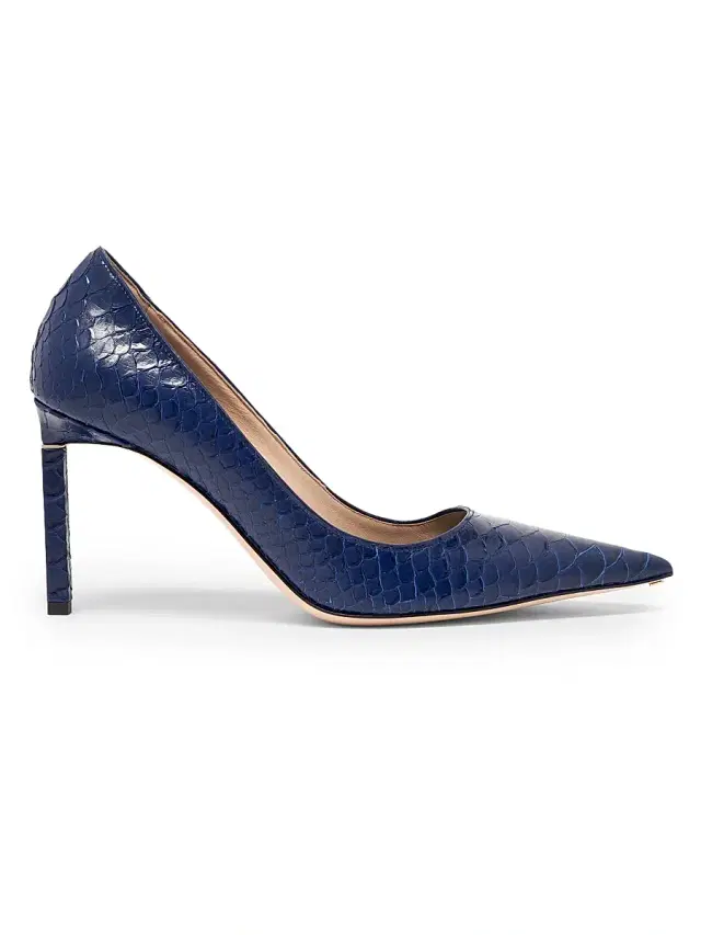 Women's 85MM Python-Embossed Stiletto Pumps - Sea Blue