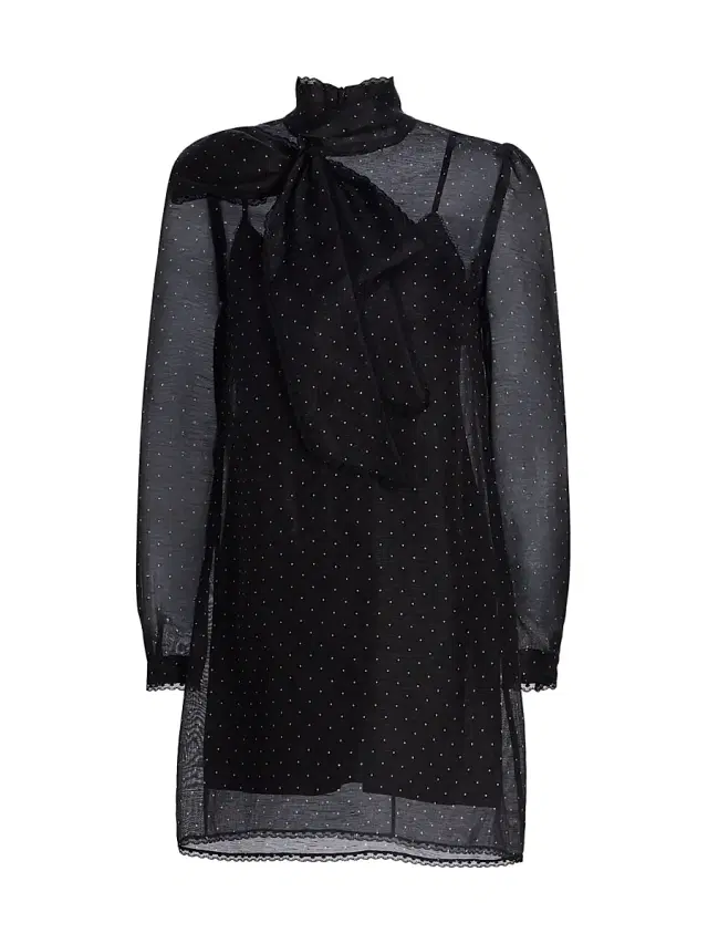 Zimmermann Women's Dream Polka Dot Tieneck Minidress - Black Dot