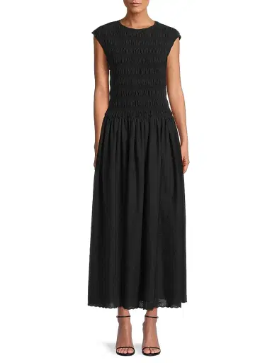 Faithfull The Brand Women's Flavia Shirred A-Line Maxi Dress - Julyeta Broderie Black - Size Medium | Thumbnail 3 Faithfull The Brand Women's Flavia Shirred A-Line Maxi Dress - Julyeta Broderie Black - Size Medium | Thumbnail 3