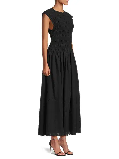 Faithfull The Brand Women's Flavia Shirred A-Line Maxi Dress - Julyeta Broderie Black - Size Medium | Thumbnail 4 Faithfull The Brand Women's Flavia Shirred A-Line Maxi Dress - Julyeta Broderie Black - Size Medium | Thumbnail 4