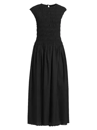 Faithfull The Brand Women's Flavia Shirred A-Line Maxi Dress - Julyeta Broderie Black - Size Medium | Thumbnail 1 Faithfull The Brand Women's Flavia Shirred A-Line Maxi Dress - Julyeta Broderie Black - Size Medium | Thumbnail 1