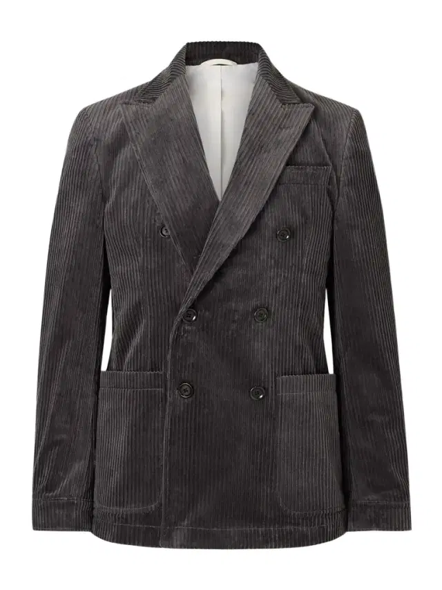 Double-Breasted Cotton-Blend Corduroy Suit Jacket - Men