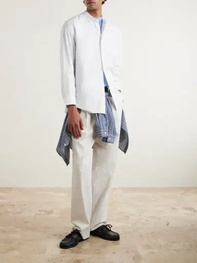 OFFICINE GÉNÉRALE Gaston Grandad-Collar Cotton-Poplin Shirt - Men | Thumbnail 2 OFFICINE GÉNÉRALE Gaston Grandad-Collar Cotton-Poplin Shirt - Men | Thumbnail 2