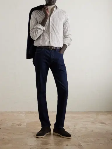 Loro Piana Striped Cotton and Silk-Blend Shirt - Men | Thumbnail 2 Loro Piana Striped Cotton and Silk-Blend Shirt - Men | Thumbnail 2