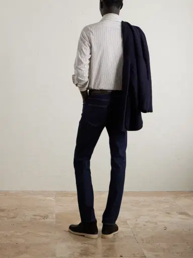 Loro Piana Striped Cotton and Silk-Blend Shirt - Men | Thumbnail 4 Loro Piana Striped Cotton and Silk-Blend Shirt - Men | Thumbnail 4