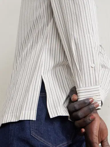 Loro Piana Striped Cotton and Silk-Blend Shirt - Men | Thumbnail 5 Loro Piana Striped Cotton and Silk-Blend Shirt - Men | Thumbnail 5
