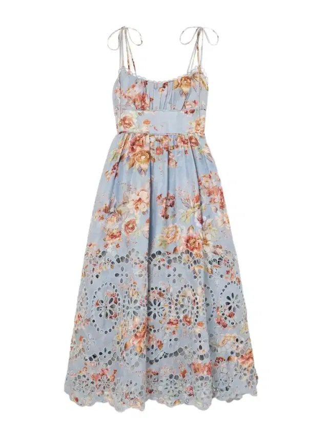 Awaken Floral-print Broderie Anglaise Linen Midi Dress