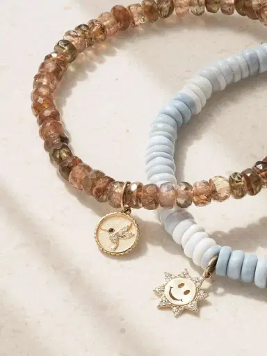 Sydney Evan Small Happy Face Set Of Two 14-karat Gold, Opal And Andalusite Bracelets | Thumbnail 3 Sydney Evan Small Happy Face Set Of Two 14-karat Gold, Opal And Andalusite Bracelets | Thumbnail 3