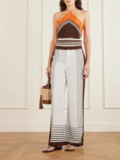 SIR. Destino Striped Silk Crepe De Chine Wide-leg Pants | Thumbnail 2 SIR. Destino Striped Silk Crepe De Chine Wide-leg Pants | Thumbnail 2