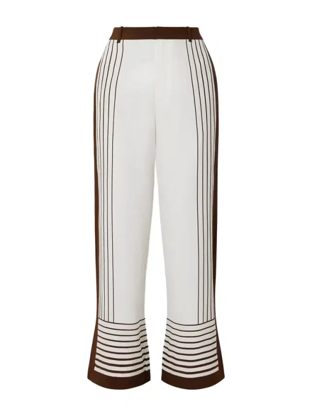 Destino Striped Silk Crepe De Chine Wide-leg Pants