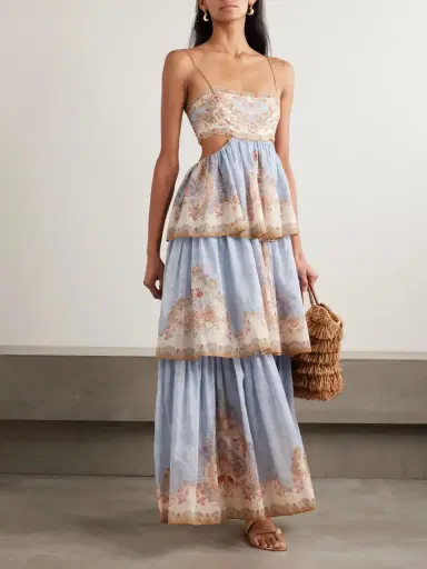 Zimmermann Daylight Cutout Tiered Printed Cotton-blend Voile Maxi Dress | Thumbnail 2 Zimmermann Daylight Cutout Tiered Printed Cotton-blend Voile Maxi Dress | Thumbnail 2