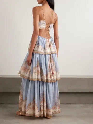 Zimmermann Daylight Cutout Tiered Printed Cotton-blend Voile Maxi Dress | Thumbnail 3 Zimmermann Daylight Cutout Tiered Printed Cotton-blend Voile Maxi Dress | Thumbnail 3