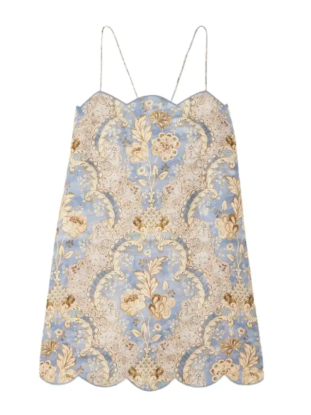 Daylight Scalloped Printed Linen Mini Dress