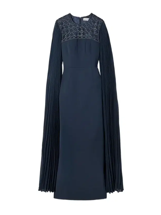 Memphis Cape-effect Embellished Pleated Crepe Gown