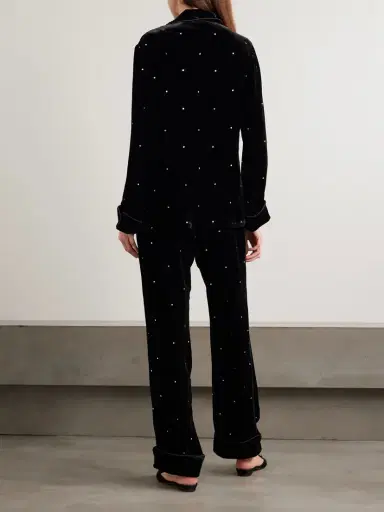 Olivia von Halle Coco Crystal-embellished Velvet Pajama Set | Thumbnail 3