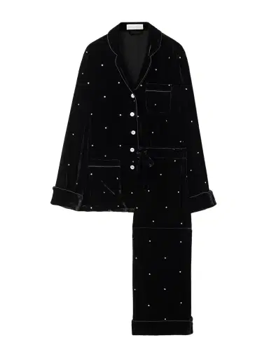 Olivia von Halle Coco Crystal-embellished Velvet Pajama Set | Thumbnail 1