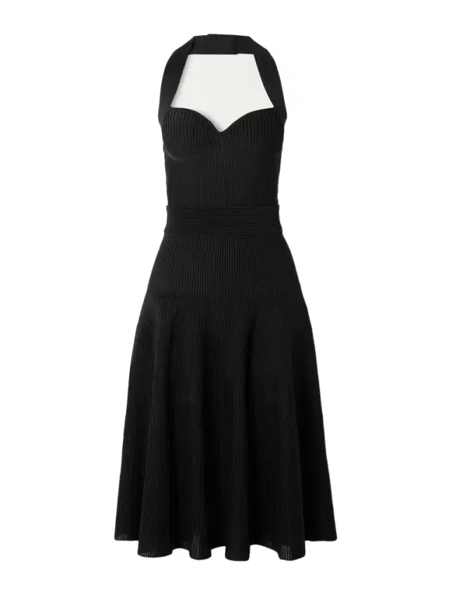 Ribbed Jersey Halterneck Midi Dress