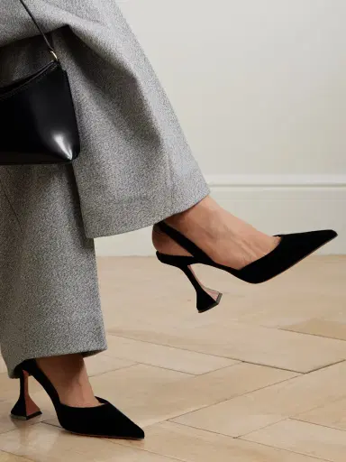 Amina Muaddi Holli Velvet Slingback Pumps | Thumbnail 2