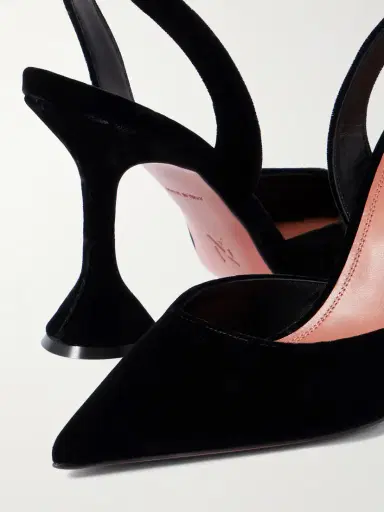 Amina Muaddi Holli Velvet Slingback Pumps | Thumbnail 4