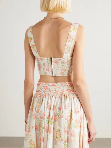 Emporio Sirenuse Dalia Cropped Shirred Printed Cotton Bustier Top | Thumbnail 3 Emporio Sirenuse Dalia Cropped Shirred Printed Cotton Bustier Top | Thumbnail 3